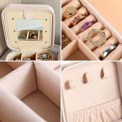 Stylish Travel Jewelry Case – Portable Organizer for Rings, Earrings & Necklaces