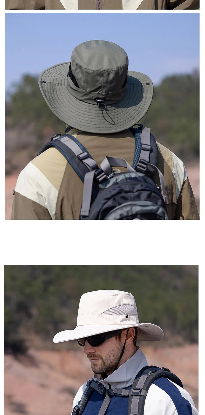 Summer UPF50+ Sun Hats For Women Men Breathable Mesh Boonie Hat Foldable UV Protection Hiking Fishing Hat Male Bucket Hats