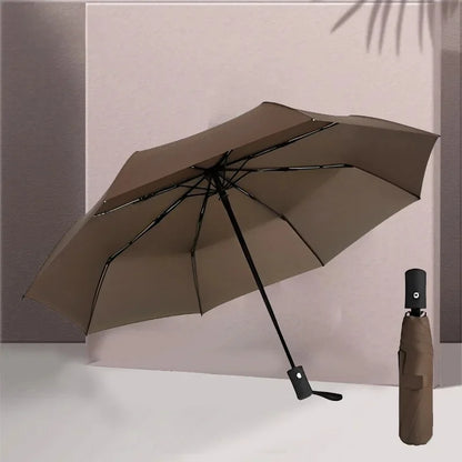 Automatic UV Umbrella Black Glue Sun And Rain Dual Purpose Sunshade Umbrella Logo Printable Three Fold UV Protection Business Ad