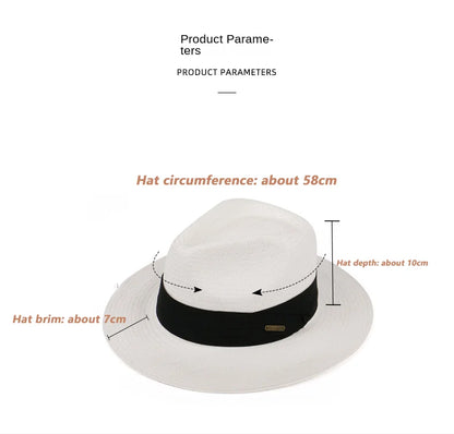 Sombrero Panama Hombre Summer Sun Protection Straw Hat Five Cent Grass Woven Panama Hat For Men Big Head Big Size Gentleman Hats