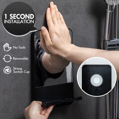TAILI Fogless Shower Mirror with Razor Holder – Rust-Proof, Removable Suction Bathroom Mirror