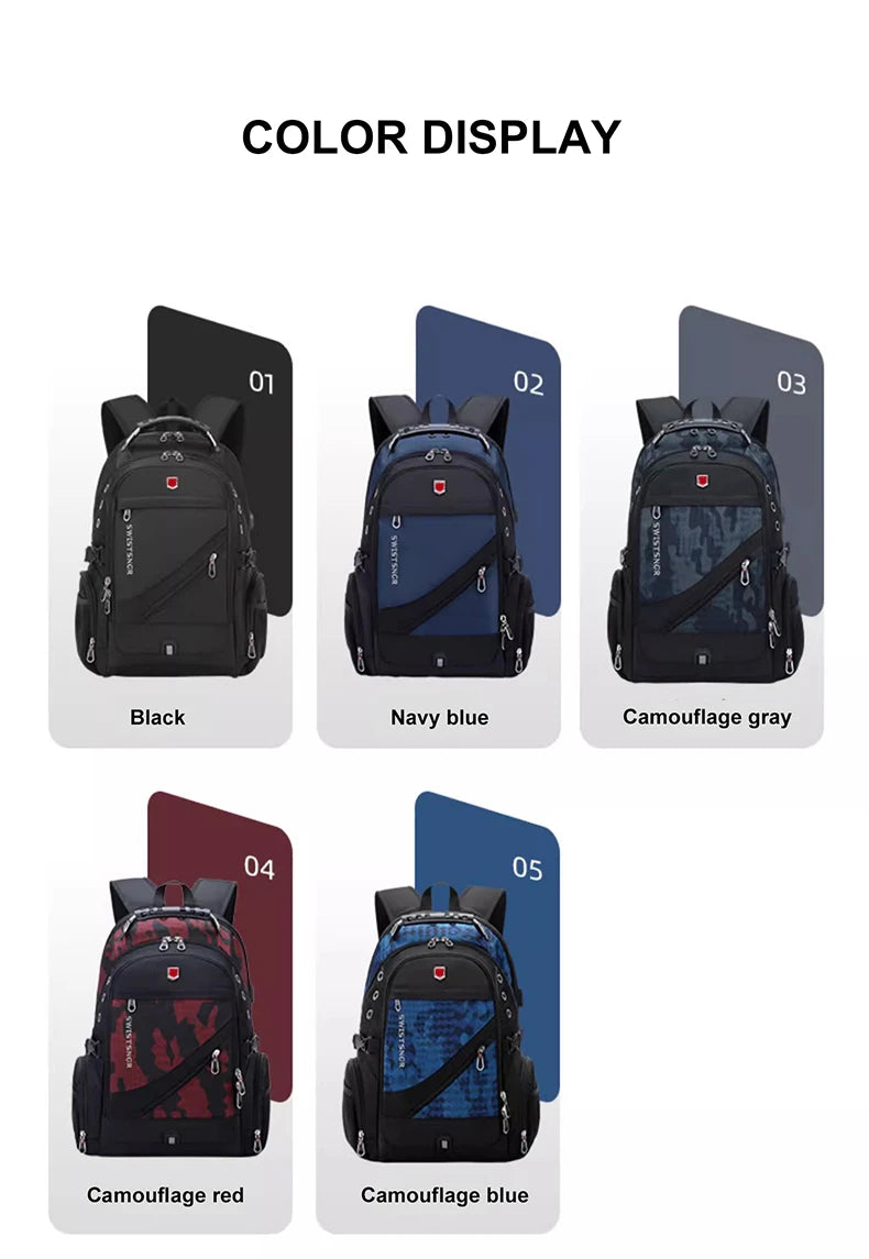 2025 Waterproof Laptop Backpack – 17/20 Inch Oxford Travel Rucksack for Men & Women, School Bag with Modern Design