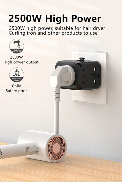 Universal Multi-Function Travel Adapter – All-in-One Plug Converter with 2.4A Fast Charging!