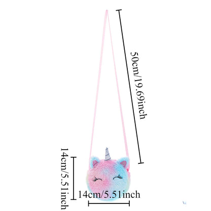 Kawaii Plush Unicorn Mini Crossbody Bag – Cute Baby Backpack & Coin Purse for Girls