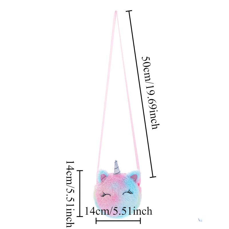 Kawaii Plush Unicorn Mini Crossbody Bag – Cute Baby Backpack & Coin Purse for Girls