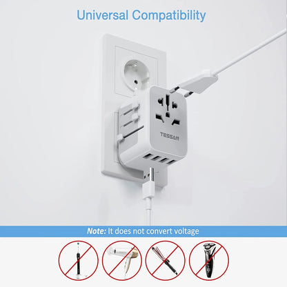 TESSAN 100W GaN Universal Travel Adapter – Fast Charging USB & Type-C Power Adapter for EU/UK/US/AU!