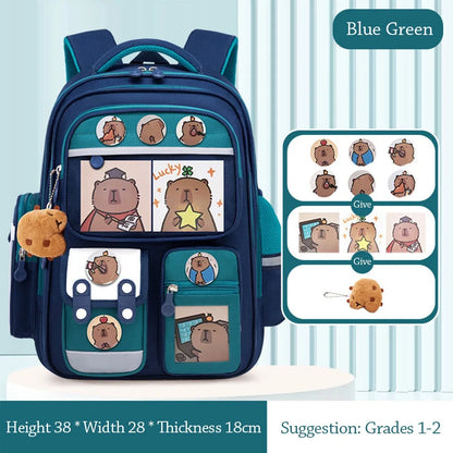 Waterproof Capybara Backpack Large Capacity Alleviate Burden School Bag Protecting Spine Widen Straps Backpack for Students