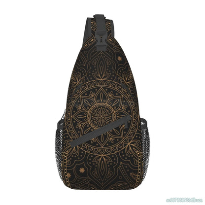 Oriental Mandala Royal Retro Floral Sling Bag – Unisex Crossbody Shoulder Chest Backpack for Travel and Hiking