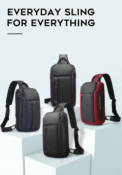 BANGE Brand Design Oxford Trendy Waterproof Men’s Chest Bag – Large Capacity, Multi-Pockets Slim Bag for Male