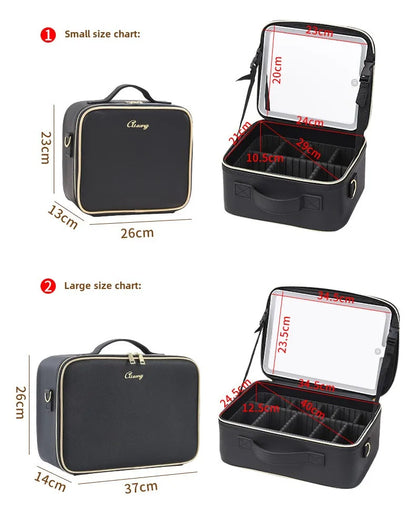 2025 Premium LED Cosmetic Bag – Large-Capacity Portable Makeup Storage Box with Mirror