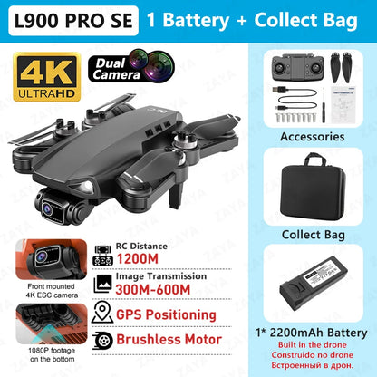 L900 PRO SE GPS Drone – 4K Dual Camera, 5G WiFi FPV, Brushless Motor, Foldable Quadcopter