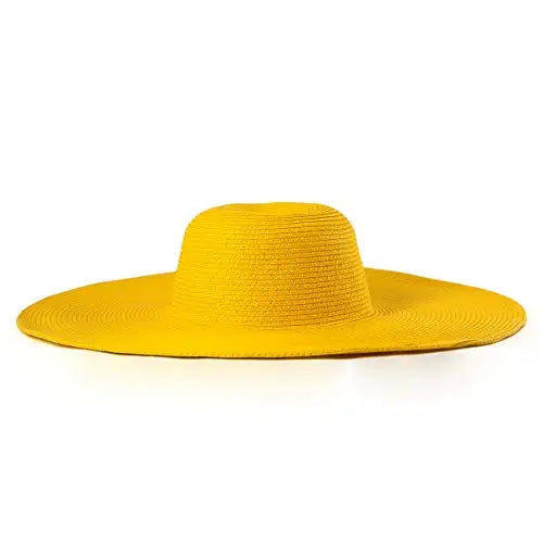 Women 15cm Wide Brim Sun Hat Summer Travel Floppy Straw Hat Female Outdoor Vacation Roll Up UPF50+ Oversized Foldable Beach Hat