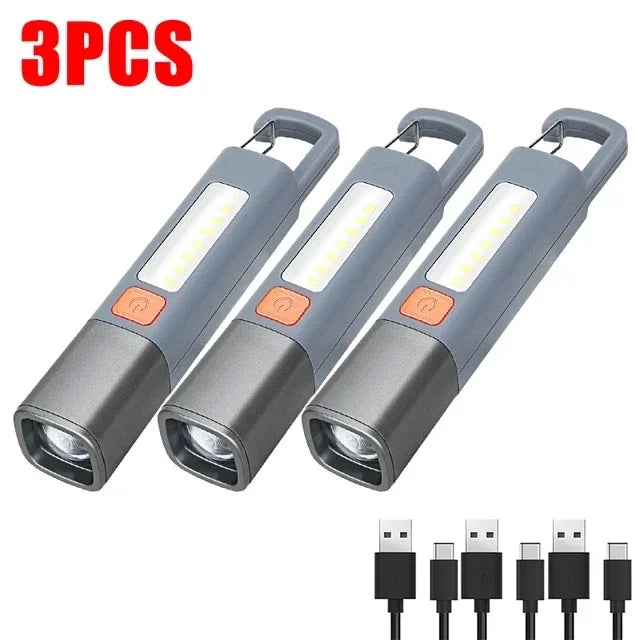 New Xiaomi Portable LED Flashlight – USB Rechargeable, Zoomable Torch for Outdoor Camping, Hiking & Emergency Use