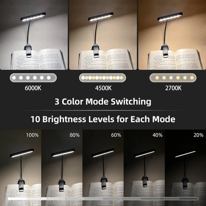 14 LED USB Rechargeable Book Light – Flexible, Clip-On Reading Lamp with Warm, Cool, and Daylight Options