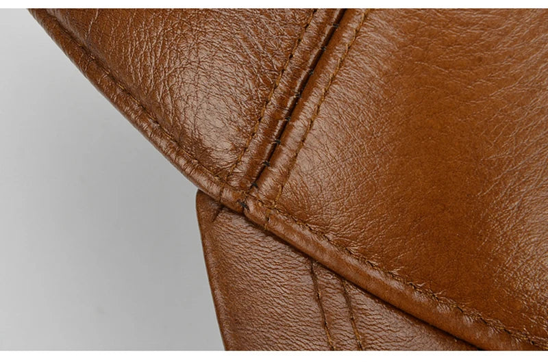 2025 Adjustable Men's Genuine Cowhide Leather Baseball Cap for Fall Winter Outdoor Sports Hat Men Real Cowhide Leather Caps