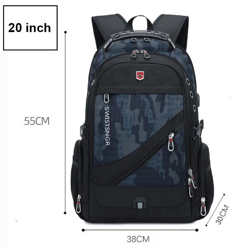 2025 Waterproof Laptop Backpack – 17/20 Inch Oxford Travel Rucksack for Men & Women, School Bag with Modern Design