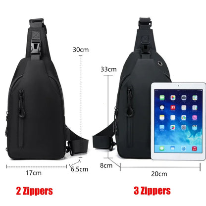 Stylish Men's Crossbody Bag – Waterproof, USB Charging, Outdoor Casual Chest Bag