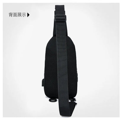 Stylish Men's Crossbody Bag – Waterproof, USB Charging, Outdoor Casual Chest Bag