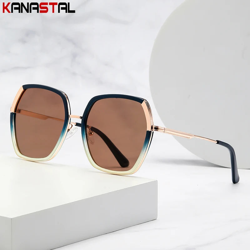 New Polarized Sunglasses Women UV400 Sun Glasses Men Metal Eyeglasses Frame Driving Beach Party Travel Anti Glare Shade Eyewear