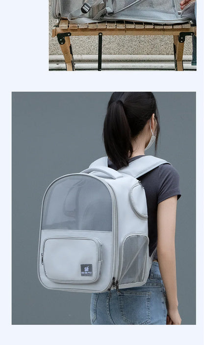 Pet Backpack Expandable Foldable Cat Carrier for Small Medium Dog and Cat Transport Dog Bag Large Space Pets Carrier with Zipper