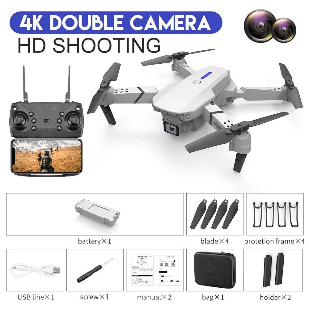KBDFA E88 Pro 2023 WiFi FPV Drone – Foldable Quadcopter with 4K HD Camera & Altitude Hold