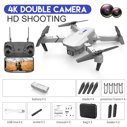 KBDFA E88 Pro 2023 WiFi FPV Drone – Foldable Quadcopter with 4K HD Camera & Altitude Hold