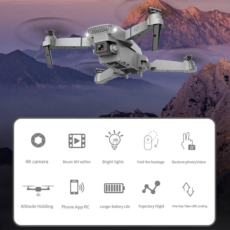 KBDFA E88 Pro 2023 WiFi FPV Drone – Foldable Quadcopter with 4K HD Camera & Altitude Hold