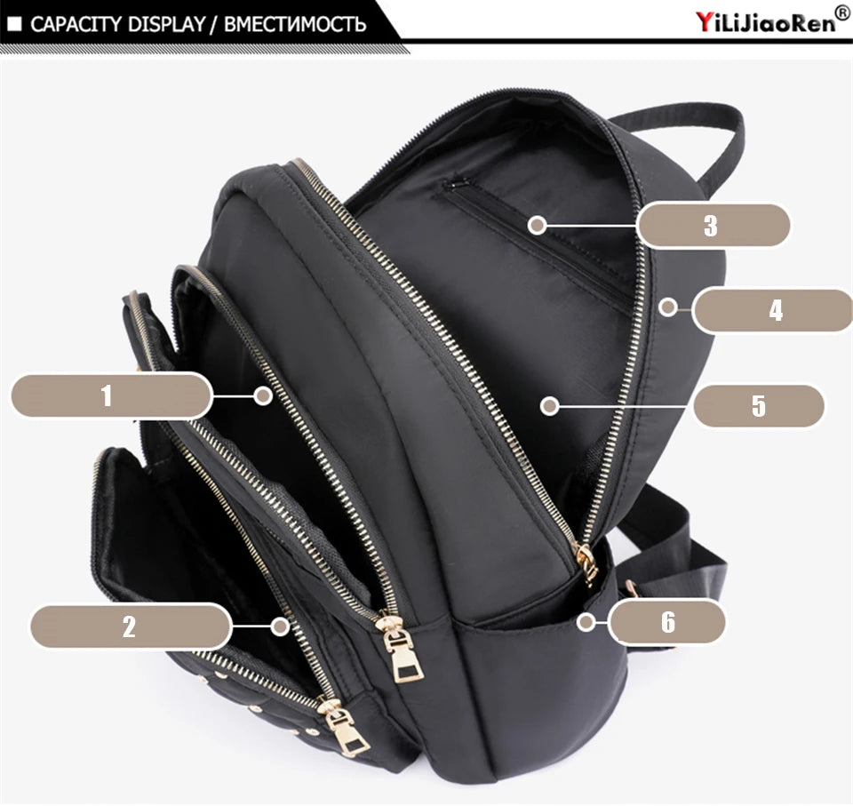 Fashion Nylon Backpack for Women – High-Quality Large Travel and School Bag for Teenage Girls