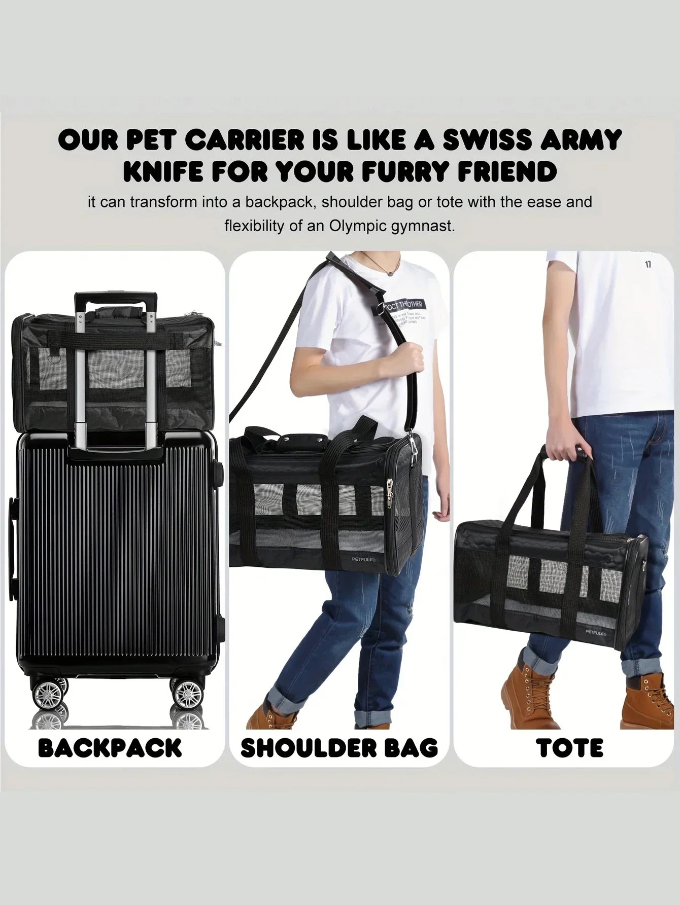 Dog Carrier Pet Carrier for Small Medium Cats Dogs Puppies up to 16 Lbs, TSA Airline Approved Small Dog Carrier Soft Sided
