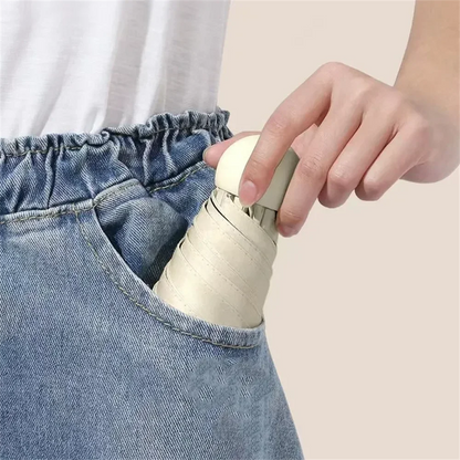 Folding Travel Umbrella 6 Ribs Lightweight Compact Pocket Umbrella Windproof Rainproof with Capsule Storage for Daily Life