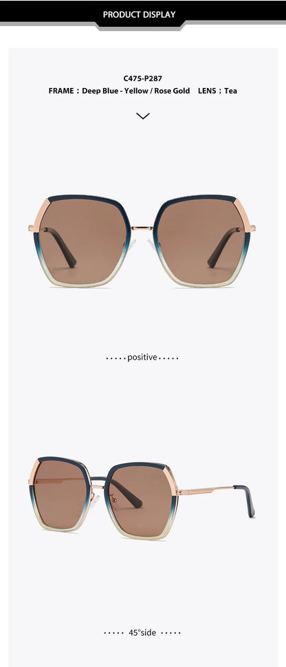 New Polarized Sunglasses Women UV400 Sun Glasses Men Metal Eyeglasses Frame Driving Beach Party Travel Anti Glare Shade Eyewear