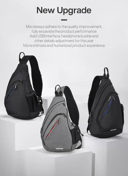 Mixi Men's & Women's Sling Backpack – Versatile USB Crossbody Bag for Travel, Sports & School