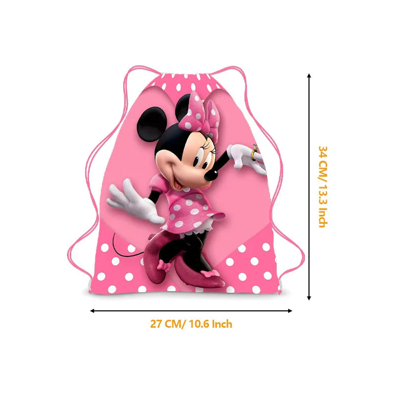 Disney Minnie & Mickey Drawstring Backpack – Cute & Lightweight Cartoon Bag for Kids, School, & Party Gifts!