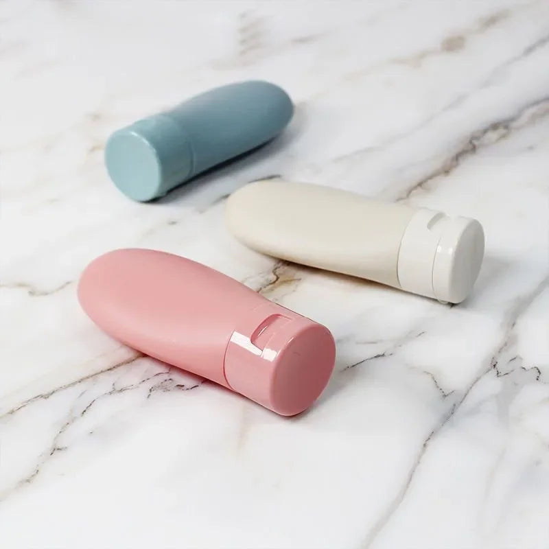4Pcs/Set Travel Botttle Set 60ml Refillable Bottle Soft Silicone Lotion Shampoo Container Squeeze Tube Empty Bottle Wholesale