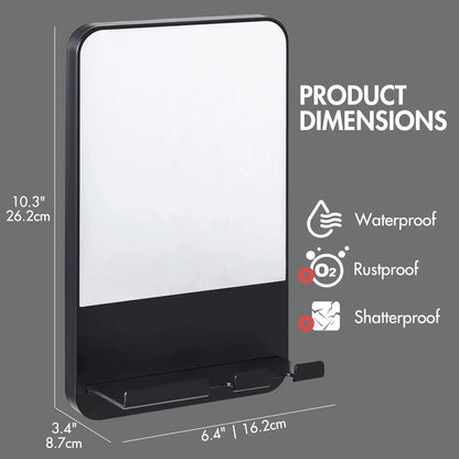 TAILI Fogless Shower Mirror with Razor Holder – Rust-Proof, Removable Suction Bathroom Mirror