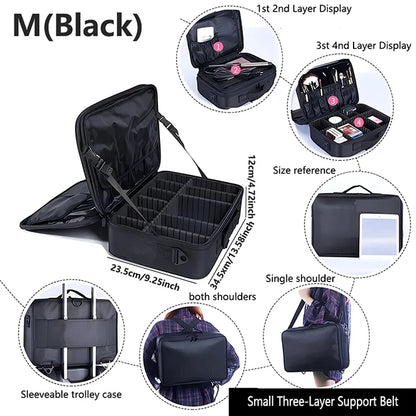 Professional Large Capacity Makeup Case – Travel Beauty Cosmetic Organizer & Nail Tool Box