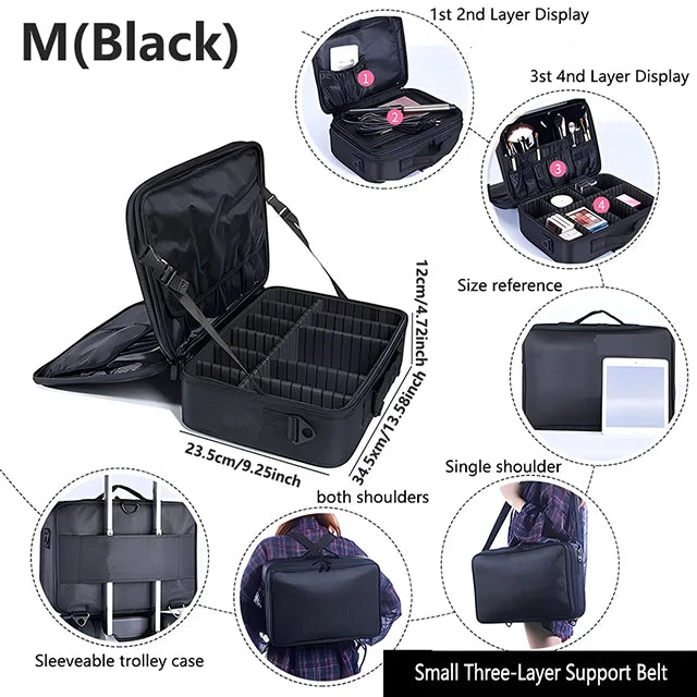 Professional Large Capacity Makeup Case – Travel Beauty Cosmetic Organizer & Nail Tool Box