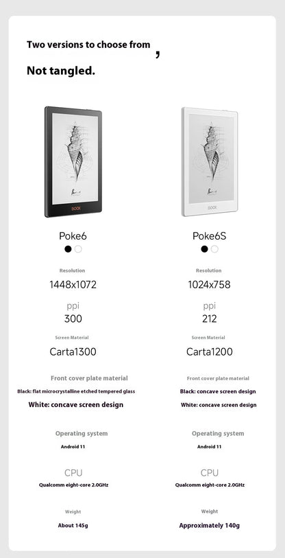 Boox Poke 6 & Poke 6S – 6'' E-Ink Screen e-Reader Tablet for a Paper-Like Reading Experience