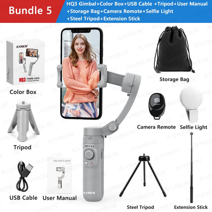 AXNEN 3-Axis Handheld Gimbal Stabilizer – Selfie Stick & Tripod for Vlogging & Smartphone Video Recording