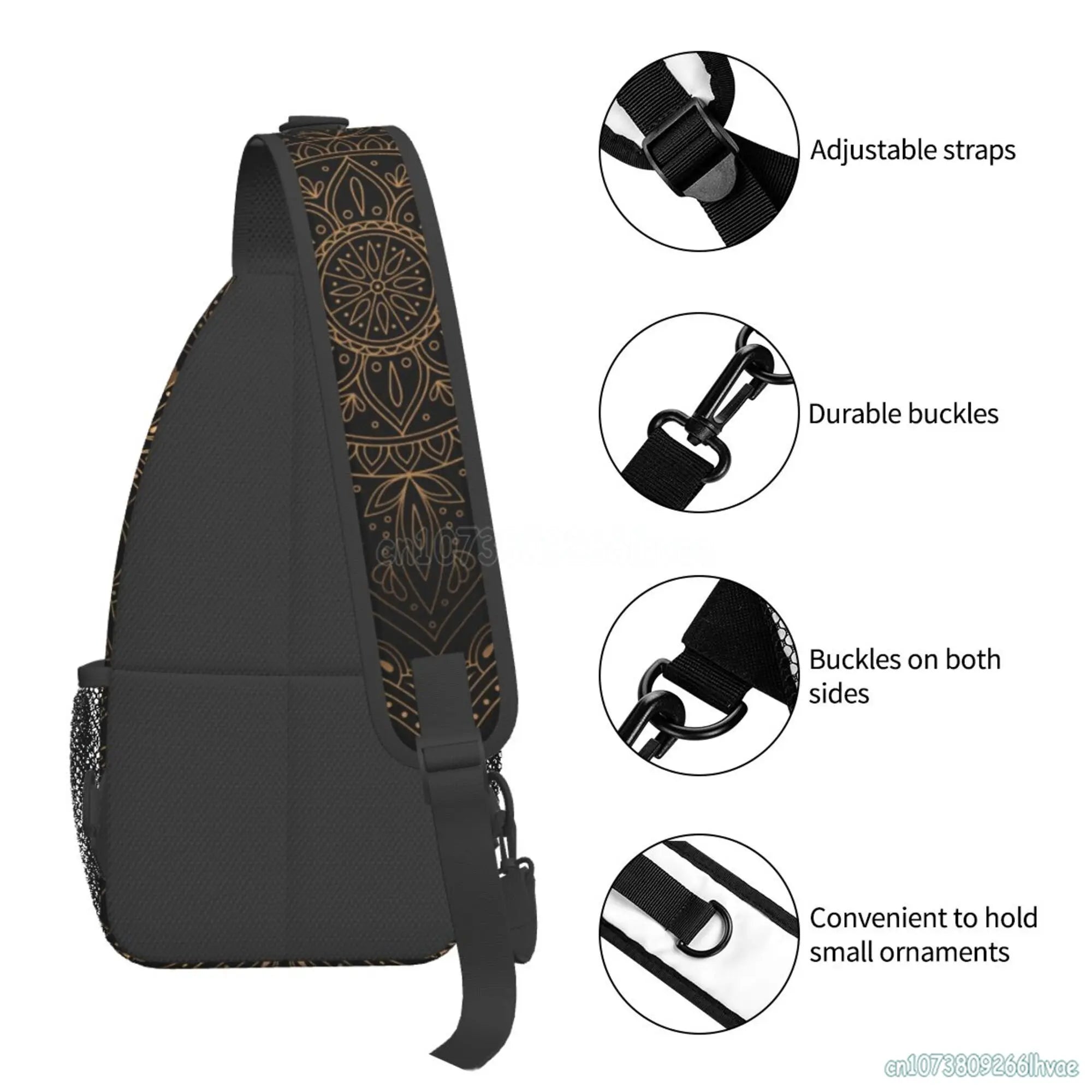 Oriental Mandala Royal Retro Floral Sling Bag – Unisex Crossbody Shoulder Chest Backpack for Travel and Hiking
