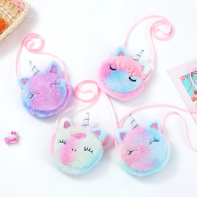 Kawaii Plush Unicorn Mini Crossbody Bag – Cute Baby Backpack & Coin Purse for Girls