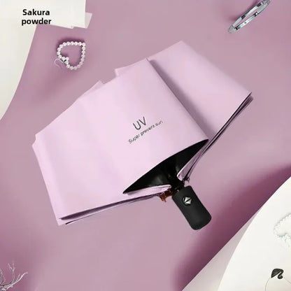 Automatic UV Umbrella Black Glue Sun And Rain Dual Purpose Sunshade Umbrella Logo Printable Three Fold UV Protection Business Ad