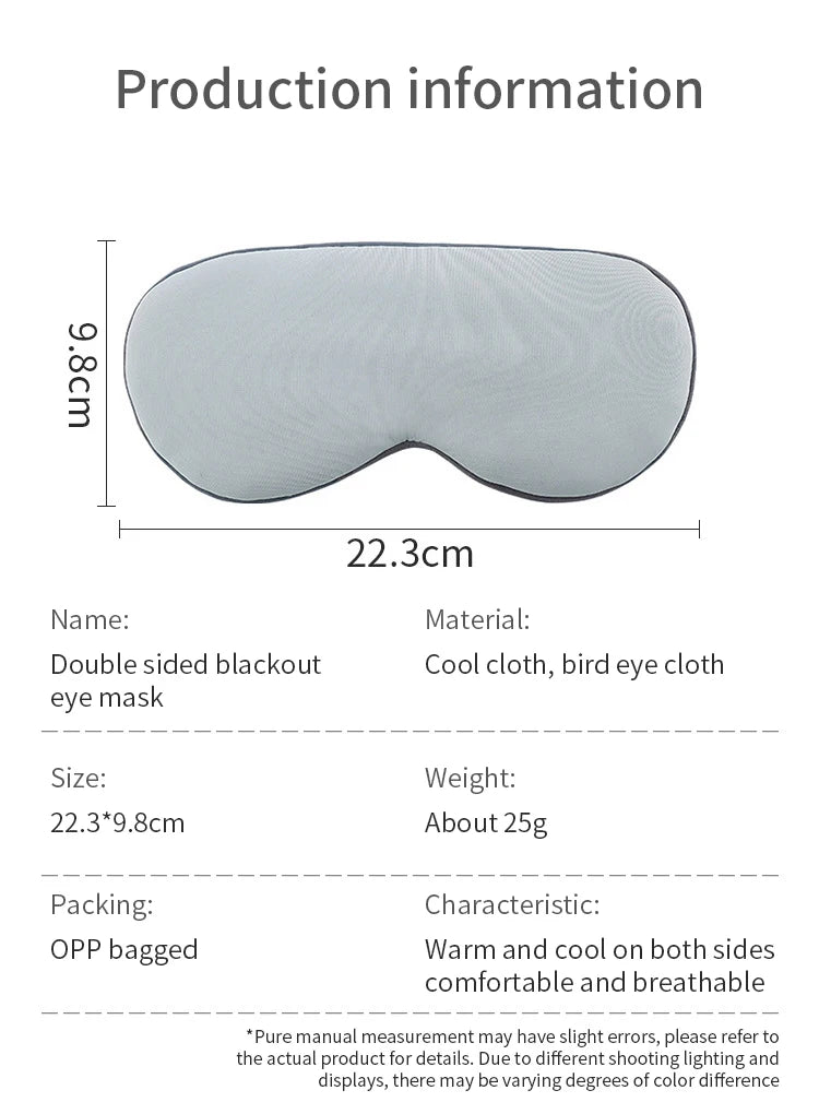 Sleeping Eye Mask Korean Style Ice Silk Warm And Cool Dual Use Adjustable Travel Light Blocking Breathable Eye Mask