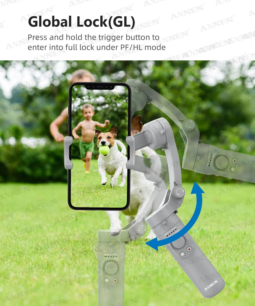 AXNEN 3-Axis Handheld Gimbal Stabilizer – Selfie Stick & Tripod for Vlogging & Smartphone Video Recording