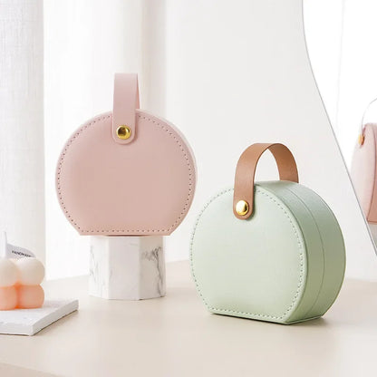Mini Portable PU Leather Jewelry Box – Travel Organizer for Rings, Earrings & Necklaces