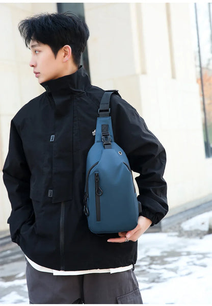 Stylish Men's Crossbody Bag – Waterproof, USB Charging, Outdoor Casual Chest Bag