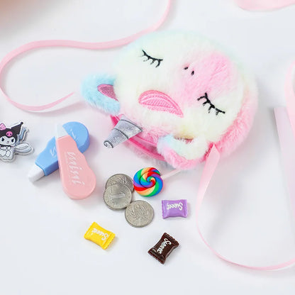 Kawaii Plush Unicorn Mini Crossbody Bag – Cute Baby Backpack & Coin Purse for Girls