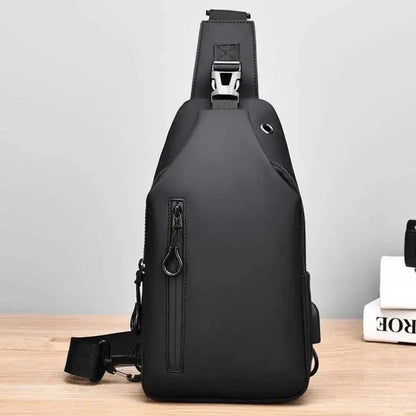Stylish Men's Crossbody Bag – Waterproof, USB Charging, Outdoor Casual Chest Bag