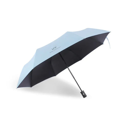 Automatic UV Umbrella Black Glue Sun And Rain Dual Purpose Sunshade Umbrella Logo Printable Three Fold UV Protection Business Ad