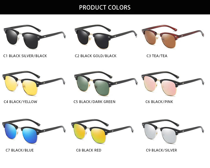 Classic Retro Half-Frame Polarized Sunglasses – Anti-Glare UV Protection for Men & Women ✨